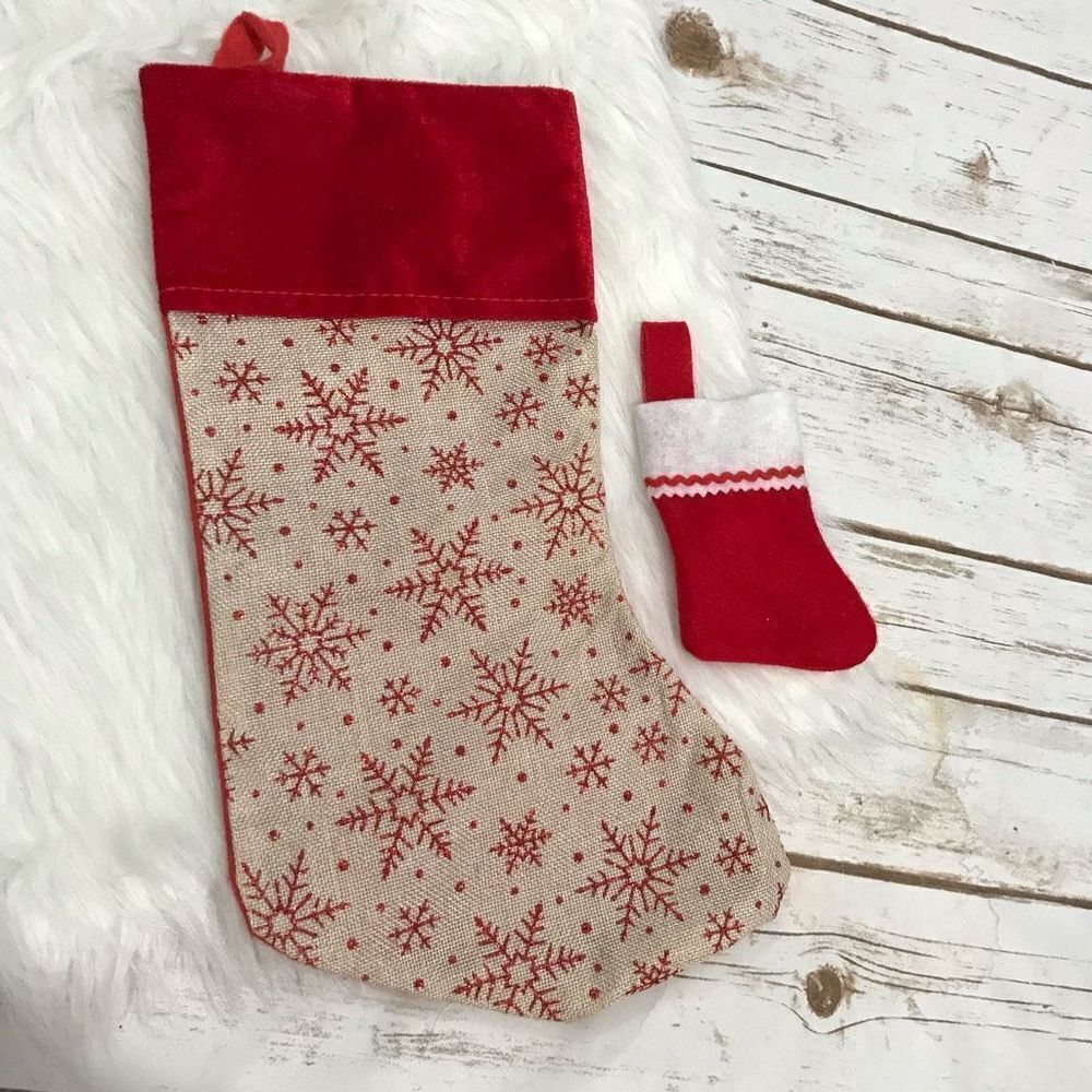 Christmas Stockings  Large stocking with Red Snowflake‎